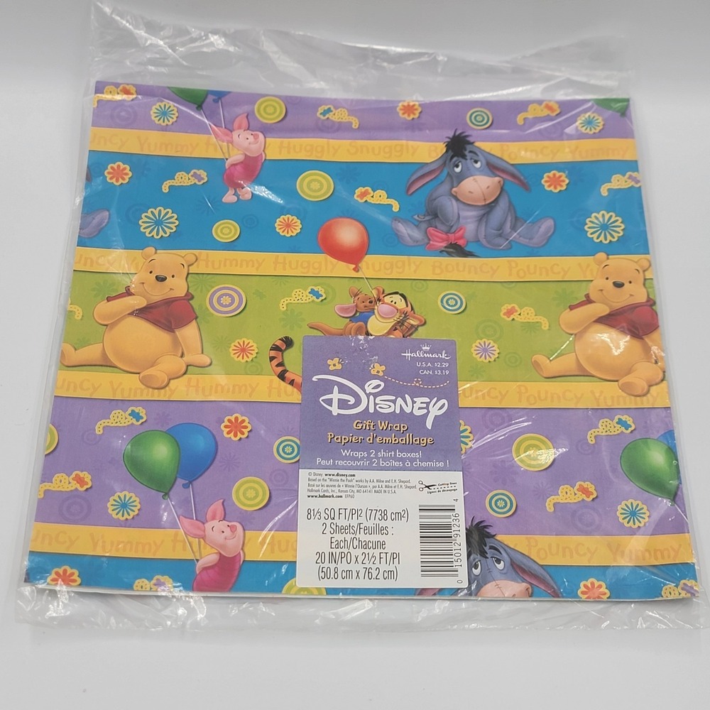 Vtg New Hallmark Disney Gift Wrap Shirt Boxes Winnie The Pooh Piglet Tigger Bday